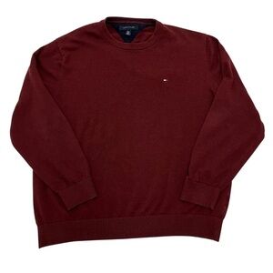 Tommy Hilfiger Men's Burgundy Crewneck Sweater